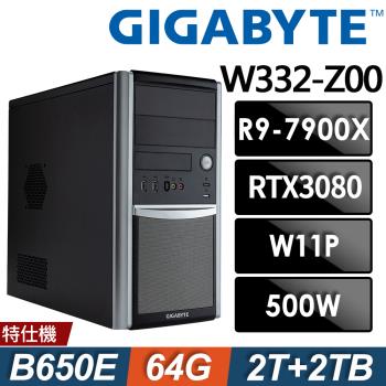 GIGABYTE 技嘉 W332-Z00工作站 (R9-7900X/64G/2TB+2TSSD/RTX3080 10G/W11P)
