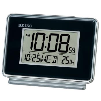 SEIKO 精工 溫度顯示雙鬧鈴電子鬧鐘/黑/QHL068K