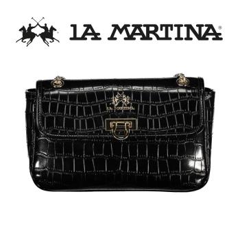 LA MARTINA 頂級鱷魚紋皮革肩背包 LMBA01028P 限量2折 全新專櫃展示品 (黑色)