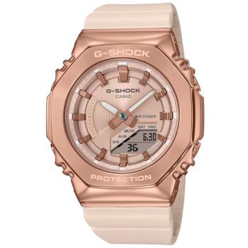 CASIO G-SHOCK  八角形錶殼 閃耀粉紅金 雙顯腕錶 GM-S2100PG-4A