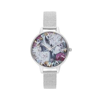 Olivia Burton 花中之王風格時尚優質米蘭式腕錶34mm-銀色-OB16US11