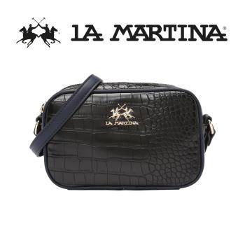 LA MARTINA 頂級鱷魚紋皮革肩背包 LMBA01027P 限量2折 全新專櫃展示品 (黑色)