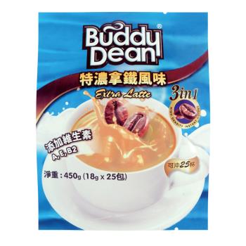 【Buddy Dean】巴迪三合一咖啡-特濃拿鐵風味(18g*25入x12包/箱)