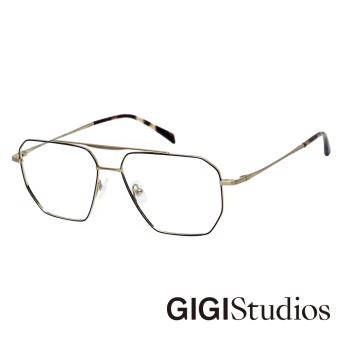 【GIGI Studios】雙槓輕盈鈦金光學眼鏡(黑 - PHOENIX-8094/1)