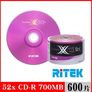 RITEK錸德 52x CD-R 700MB X版/600片裸裝