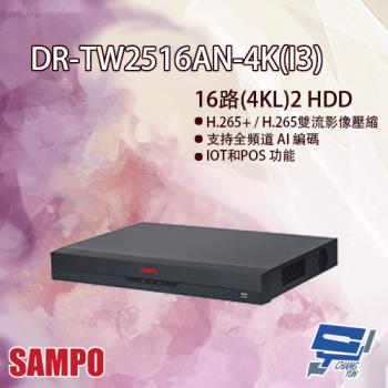[昌運科技] SAMPO聲寶 DR-TW2516AN-4K(I3) 16路 五合一 1U 2HDD XVR 錄影主機