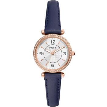 FOSSIL 錶 Carlie系列 優雅晶鑽皮帶女錶-ES5295 藍