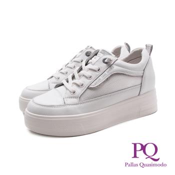 PQ(女)皮革增高厚底小白鞋 休閒鞋 女鞋-白色