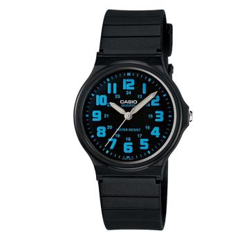 【CASIO】輕巧實用數字時刻經典指針錶-黑X藍數字黑面 (MQ-71-2B)