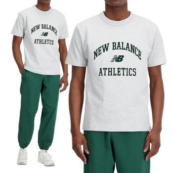 New Balance 男 灰色 學院風 休閒 穿搭 寬鬆 上衣 短袖 AMT33551AG