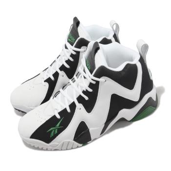 Reebok 籃球鞋 Hurrikaze II 男鞋 白 黑 綠 皮革 刺繡LOGO Shawn Kemp 運動鞋 100033879