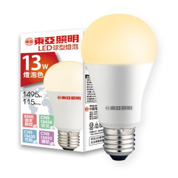 【東亞照明】6入組 13W LED燈泡 省電燈泡 長壽命 柔和光線 白光 / 黃光 / 自然光