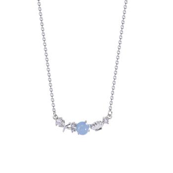 ANGEL 海洋意念藍水晶珠晶鑽鎖骨項鍊(銀色)