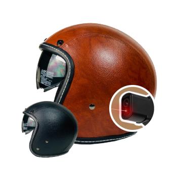 iMiniDV X4C 內建式安全帽行車記錄器 皮革 內墨鏡 復古騎士安全帽(機車用 1080P 攝影機 記錄器 安全帽)