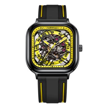 Mark Fairwhale 馬克菲爾 硬派方殼3D多層鏤空機械錶-6410(競速跑車賽車機械錶)