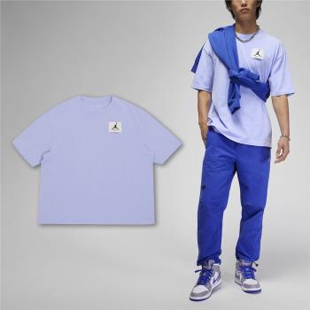 Nike 短袖 Jordan Flight Essential 男款 淺藍 白 寬鬆 刺繡 短T 喬丹 飛人 DZ0605-425