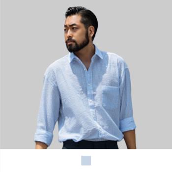 【男人幫大尺碼】S5202＊時尚穿搭水藍條紋短袖襯衫