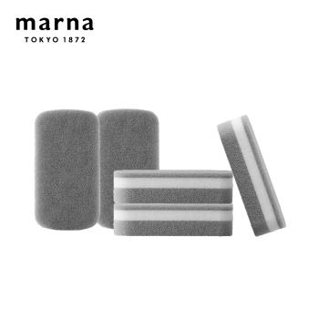 【日本 MARNA】日本製三層清潔海綿5入組(灰色)(原廠總代理)