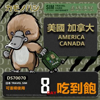 【鴨嘴獸 旅遊網卡】Travel Sim 美國 加拿大 8日 吃到飽上網卡 旅遊卡