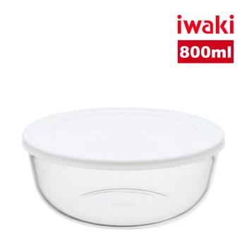 【日本iwaki】可微波耐熱玻璃附蓋調理碗/盒800ml