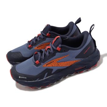 Brooks 越野跑鞋 Cascadia 17 GTX 女鞋 藍 橘 防水 輕量 郊山 戶外 運動鞋 1203911B460