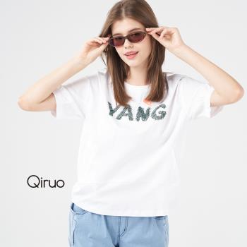 【Qiruo 奇若】專櫃白色造型上衣3011A 棉衫英文字休閒款