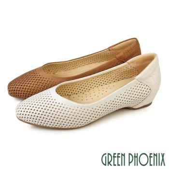 GREEN PHOENIX 女 娃娃鞋 便鞋 包鞋 內增高 全真皮 小羊皮 OL通勤面試 乳膠鞋墊U57-27588