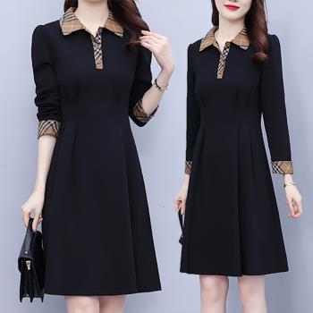 麗質達人 - 7528黑色假二件洋裝
