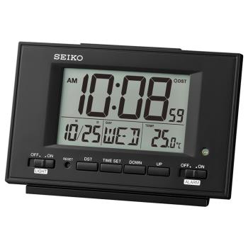 SEIKO 精工 溫度顯示防貪睡電子鬧鐘/黑/QHL075K