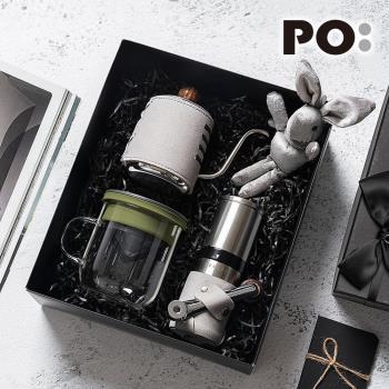 【PO:Selected】丹麥手沖咖啡三件禮盒組(咖啡壺-灰/玻璃杯350ml-共4色/咖啡磨2.0)