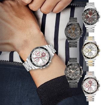 RHYTHM 麗聲 炫渦造型閃耀時尚雙眼不鏽鋼手錶-小錶款S1405(文青時尚)