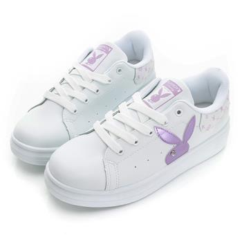 【PLAYBOY】Classic人氣指標兔兔小白鞋-Y96111A白紫