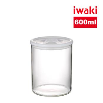 【日本iwaki】耐熱玻璃圓形微波保鮮密封罐(600ml)