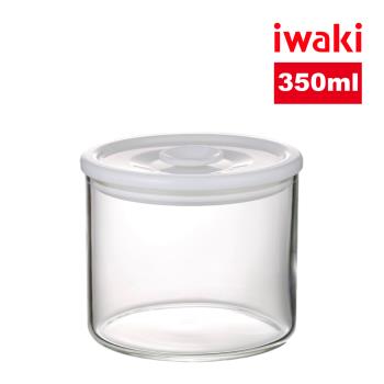 【日本iwaki】耐熱玻璃圓形微波保鮮密封罐(350ml)