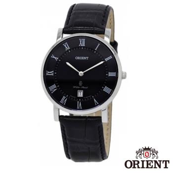 【ORIENT東方】經典石英黑色皮革錶帶手錶 FGW0100GB0