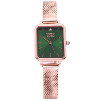NATURALLY JOJO 都會新女性米蘭風格優質腕錶-玫瑰金+綠-JO96992-44R