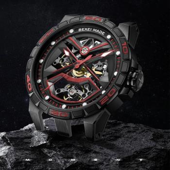 【BEXEI】 貝克斯 流浪地球正版授權聯名款 全自動鏤空機械錶火星系-9091(火星系列)