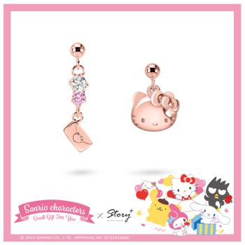 STORY 故事銀飾-Small Gift for U系列-Hello Kitty 凱蒂貓禮物純銀耳環(針式/夾式)