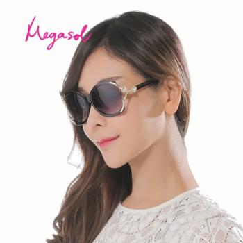 MEGASOL 寶麗萊UV400偏光太陽眼鏡(雙山茶花鑲鑽氣質華麗款-MS1558)