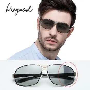 【MEGASOL】UV400帥氣方框偏光太陽眼鏡(感光智能變色日夜全天候適用BS2690-多色可選)