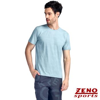 ZENO 涼感速乾圓領印花短袖T恤‧淡藍色 (冰絲機能短袖上衣/舒適感T-Shirt)