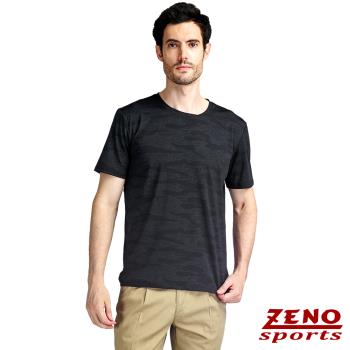 ZENO 涼感速乾圓領印花短袖T恤‧曜石黑 (冰絲機能短袖上衣/舒適感T-Shirt)