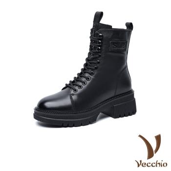 【VECCHIO】馬丁靴 真皮馬丁靴/全真皮頭層牛皮復古英倫風織帶個性馬丁靴 黑