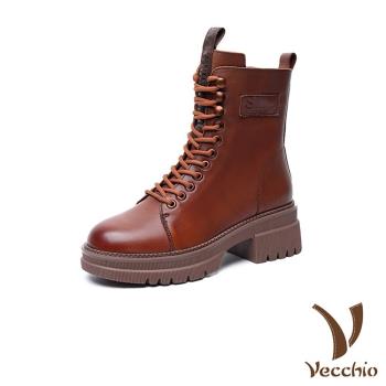 【VECCHIO】馬丁靴 真皮馬丁靴/全真皮頭層牛皮復古英倫風織帶個性馬丁靴 棕