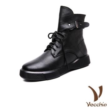 【VECCHIO】馬丁靴 真皮馬丁靴/全真皮頭層牛皮復古潮流百搭時尚馬丁靴 黑