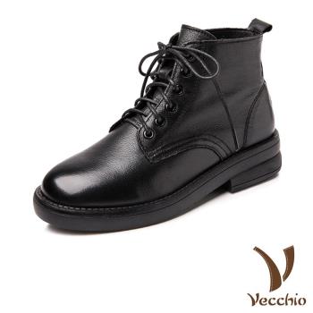 【VECCHIO】短靴 真皮短靴/全真皮頭層牛皮舒適經典百搭短靴 黑