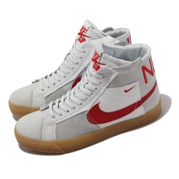 Nike 滑板鞋 SB Zoom Blazer Mid PRM 男鞋 白 紅 拼接 中筒 仿舊 休閒鞋 FD5113-100
