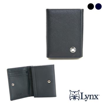 Lynx - 美國山貓精選牛皮十字紋2卡翻扣式名片夾-共2色