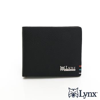 Lynx - 美國山貓進口牛皮超設計感荔枝紋5卡左右翻短夾