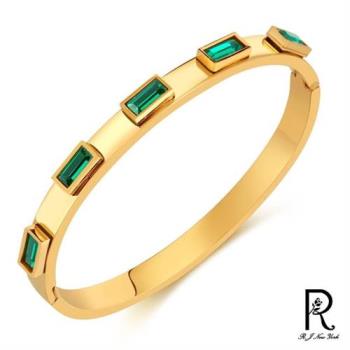  RJ New York 祖母綠晶復古歐風鈦鋼手環(金色)